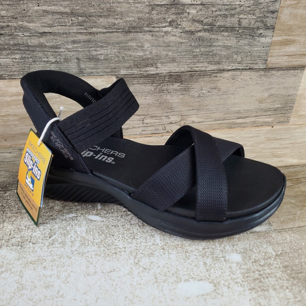 Skechers Slip-Ins Ultra Flex 3.0 Never Better Womens Sandal Sz 6 Black Slingback